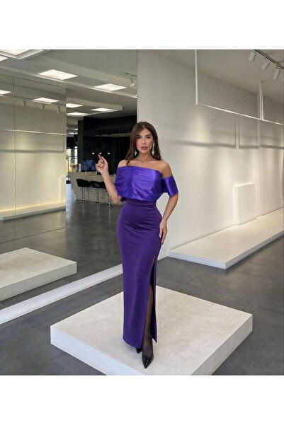 Modafeminen Βραδινό φόρεμα μάξι με λαιμόκοψη καγιάκ και λεπτομέρεια στο στήθο...