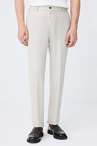 Tween Relaxed Fit (Pilesiz) Bej Armürlü Kumaş Pantolon