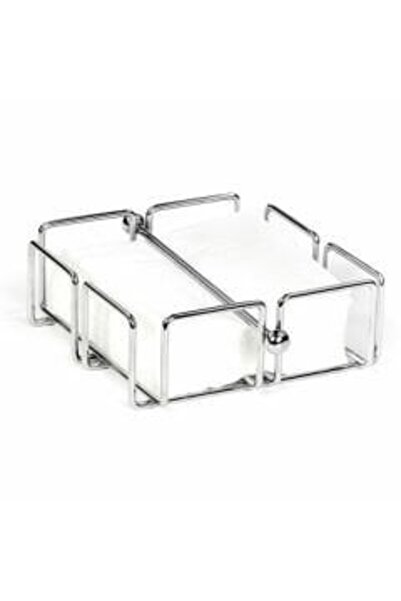 Biradlı Metal Kare Peçetelik 19x19x6,5 cm | Paslanmaz Çelik – Restoran & Kafe