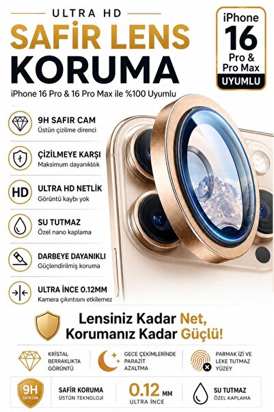 SONREİR iPhone 16 Pro / 16 Promax Desert Titanium Metal Camera Lens Protector...