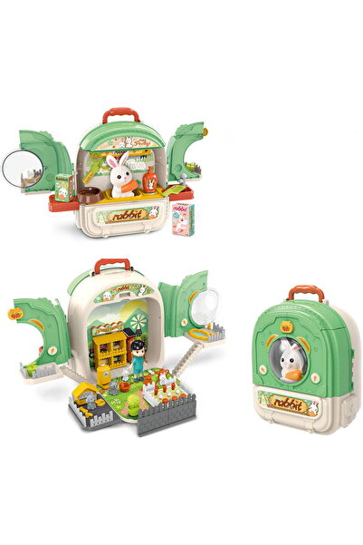 Rovo Jucarie 3 in 1 Set ghiozdan 999-2, Iepuras, Fermier, Accesorii incluse, ...