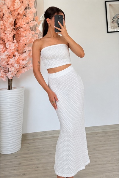 franky B Γυναικείο Σετ Στράπλες με Υφή Gofre