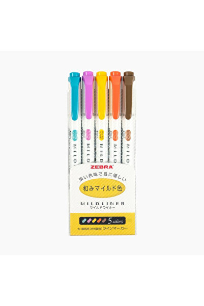 Zebra Mildliner Çift Taraflı Fırça Uçlu Işaretleme Kalemi 5li Set 5C-RC-N SET