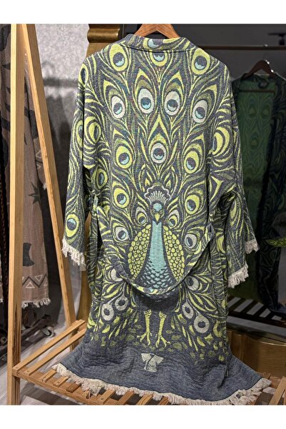 Befera Design Kimono din muselină 100% bumbac, cu model de păun, halat de bai...