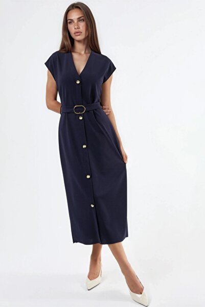 Hiccup BUSEM Φόρεμα μίντι με ζώνη και λαιμόκοψη V