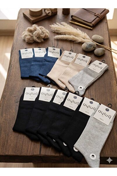 Aytuğ COTTON ERKEK SOKET ÇORABI; YAZLIK; DİKİŞSİZ; ASORTİ 12'Lİ KUTU; 41-45