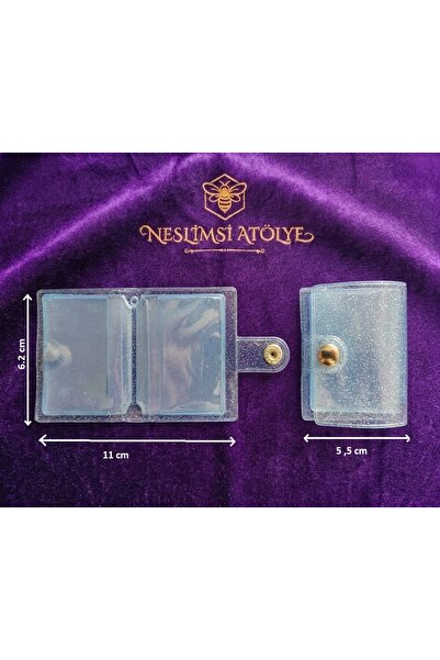 NESLİMSİ ATÖLYE Şeffaf Simli Mini Fotoğraf Albümü ve Altın Biriktirme Cüzdanı Anahtarlık