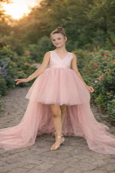 miço kids Girl's Wrap Graduation Birthday Dress Powder