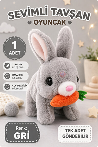 OYUNKAFASI Sevimli Tavşan Oyuncak Pille Çalışan Hareketli Peluş Tavşan Yürüye...