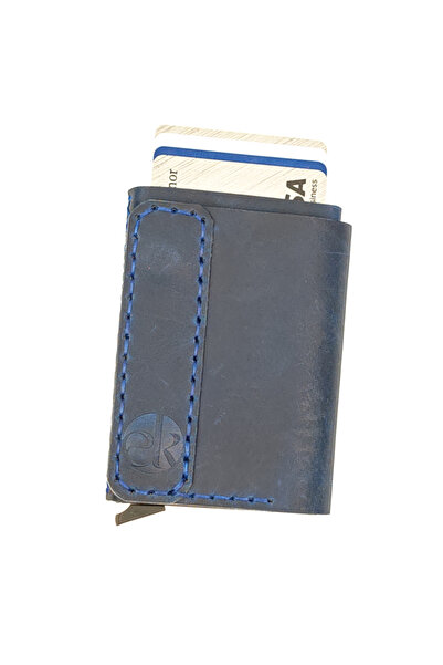 ELYK Creation Portofel din piele naturala, Zeno, albastru, protectie RFID