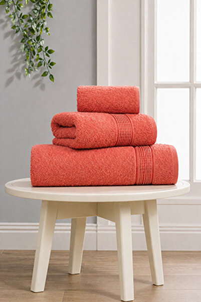 ASVİANA 3-Piece Towel Set 30X50 - 50X90 - 70X140 cm Soft Textured High Absorb...