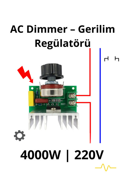 RoboPazar AC 220V 4000W Dimmer / Voltaj Regülatörü (Kasasız)