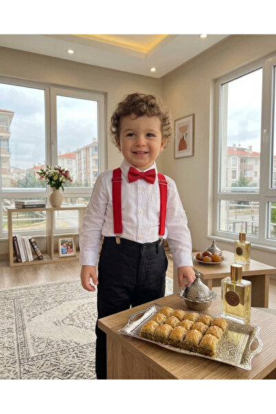 babysena Bayramlık Erkek Bebek Papyon ve Pantolon Askı Seti