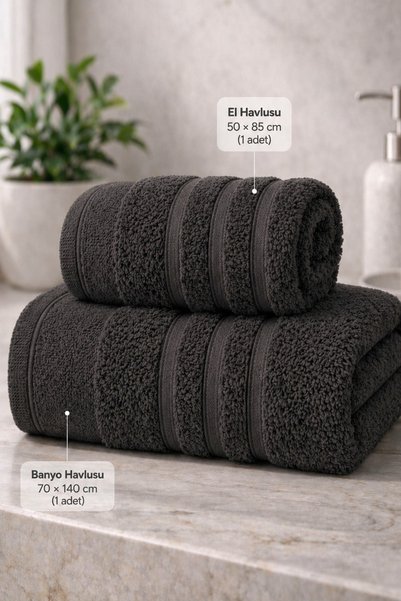 ASVİANA Premium 2-Piece Towel Set Hand + Bath Towel 50X85 & 70X140 Soft Textured High Absorbent Luxury Series