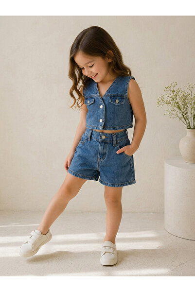 Yalçınoğlu Kids Κοριτσίστικο Σετ Τζιν 2 τεμαχίων – Κομψό Σετ με Γιλέκο και Σο...