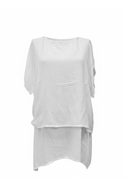 PHUTİ COLLECTION White Half-Sleeve Blouse