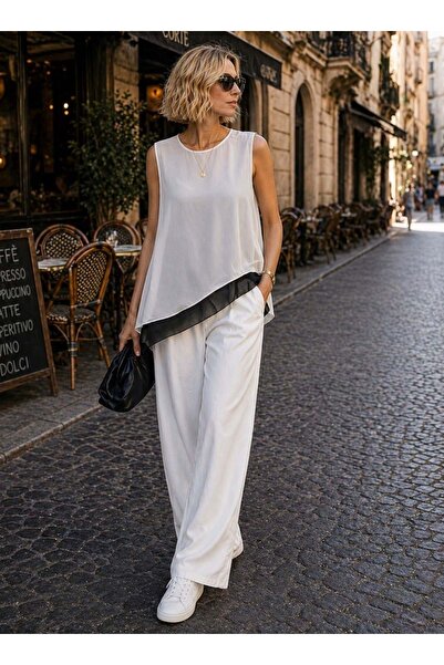 ibeeka Ασύμμετρη μπλούζα σιφόν Shadow Line 2 τεμαχίων με premium εμφάνιση και...