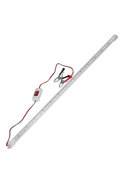 nelerbulurum 60 cm 12V LED Lamba Akü Maşalı Anahtarlı 10W 6500K Beyaz Işık T8 İnce Şerit Lamba Kamp Karavan Aydınlatma