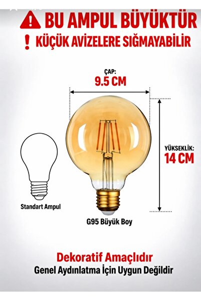 Kendal GLOBAL 6 WATT G-95 LED RUSTİK GLOP AMPUL GÜNIŞIĞI