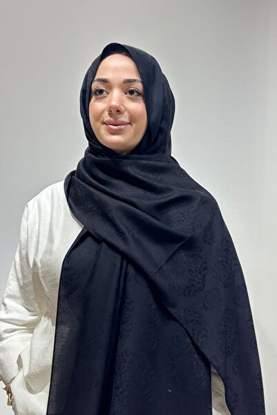 Firuze scarf شال جاكار أسود من القطن والخيزران