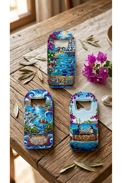 Fi Hediyelik Bodrum Yazılı Açacak Magnet 3'lü Set