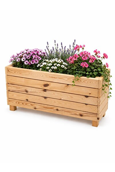 söbeartier وعاء زهور خشبي طبيعي ووعاء حديقة 100 × 30 × 50
