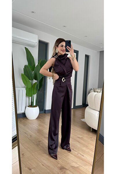 Yasmin Butik Toka detaylı saten takım