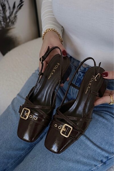 POLKA STORE Γυναικεία παπούτσια Bobby Buckle με ανοιχτή πλάτη, χιαστί λουράκι...