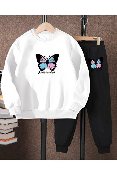 Topçu Eşofman takımı kız çocuğu butterfly baskılı