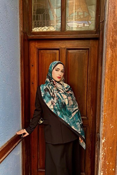 Firuze scarf Karma Pattern Dark Blue Soft Shawl
