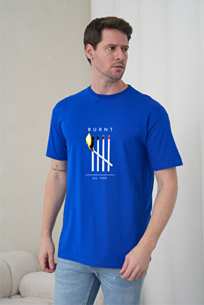 caddekombin Tricou pentru bărbați, minimalist, cu ilustrație Burning Match, c...