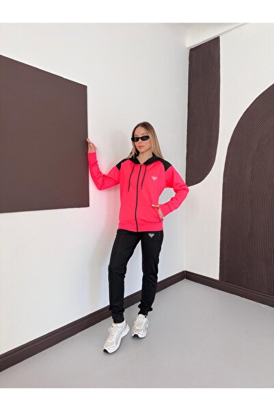 LFSPORT Νέα σεζόν Γυναικεία φόρμα με κουκούλα σε ροζ νέον