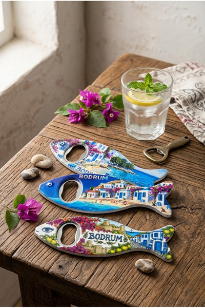Fi Hediyelik Bodrum Yazılı Açacak Magnet 3'lü Set
