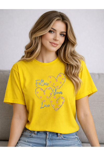 herkesemoda Γυναικείο βαμβακερό μπλουζάκι με λαιμόκοψη ποδηλάτου με λεπτομέρε...