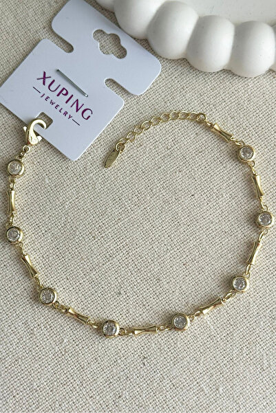 Modacaprea Xuping 14K Taşlı Kemik Zincir Kadın Bileklik 18+2 cm | Kararmaz Ka...