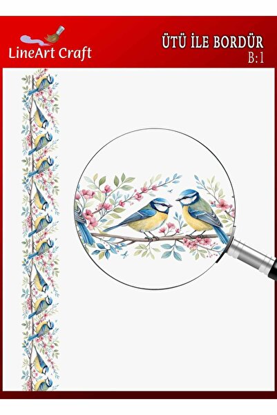 LİNEART Iron-On Border Rubon Transfer Printing Wood & Fabric Transfer No.:B1-...