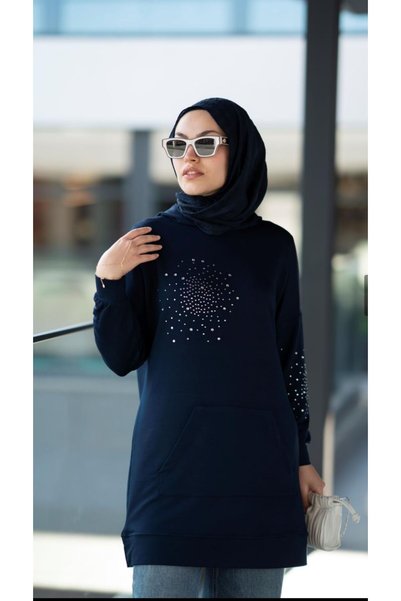Butik Parla Taş detaylı uzun tunik