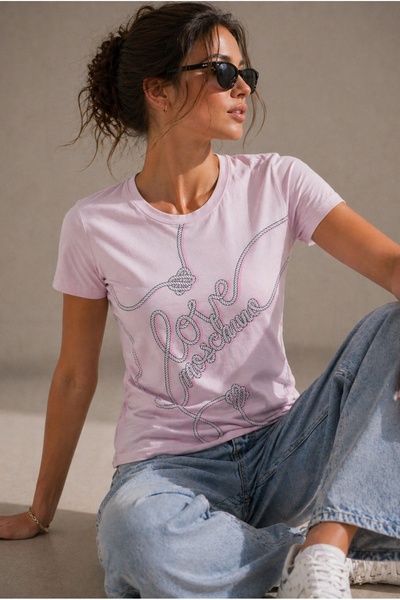 Love Moschino تي شيرت قطني مطبوع بتصميم SLIM FIT