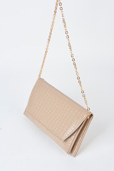 Vivaq Γυναικείος φάκελος Croco Mink με σχέδιο 2 θέσεων, μίνι λουράκι αλυσίδας...