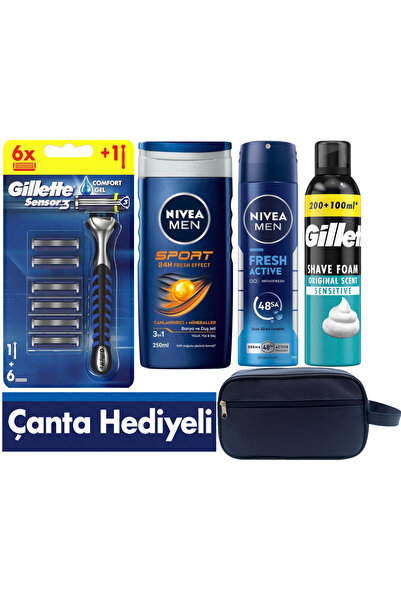 Gillette Сензор3 Самобръсначка + 6 резервни ножчета за бръснене + Душ гел + Д...