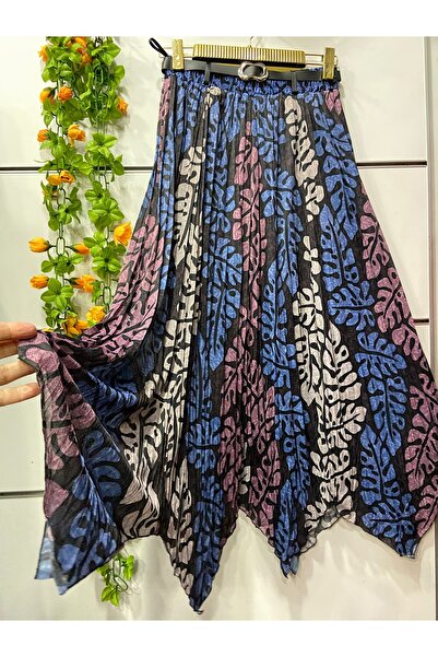 edu collection Φούστα σιφόν με σχέδια, ασύμμετρη φούστα με επένδυση και ζώνη