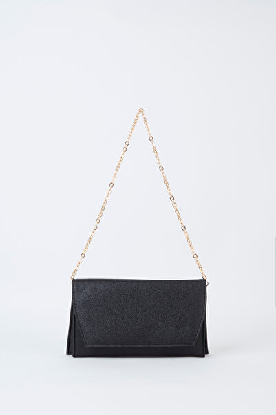 Vivaq Γυναικείος μαύρος ασημί φάκελος με σχέδιο 2 θέσεων, μίνι λουράκι αλυσίδ...