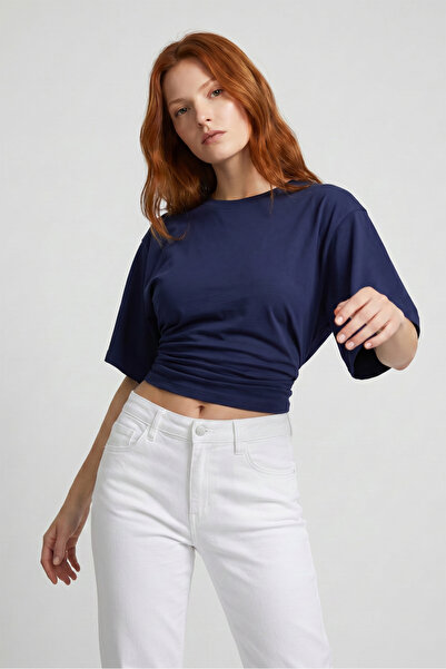 MAXIMILLIAN Γυναικεία μπλούζα σε μπλε ναυτικό χρώμα, με ελαστική μέση, βασική...