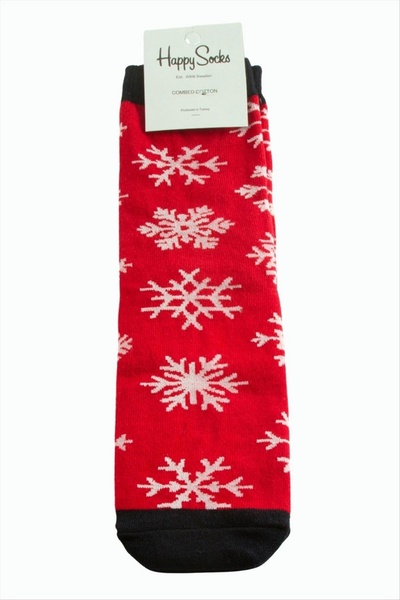 ZERO LAND Gldisptm Snowflake New Year Combed Cotton Socks (13114) - Red