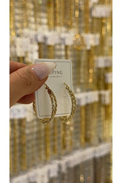 SU PERİSİ TAKI BİJUTERİ XUPİNG KARARMAZ 14K GOLD İKİLİ BURGU KÜPE