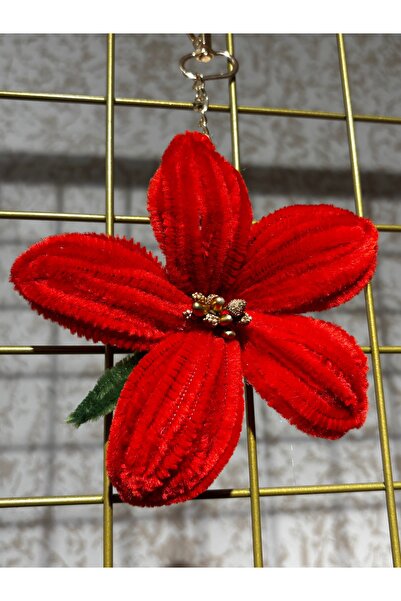 giz.designco Şönil kırmızı lilyum çanta charmı