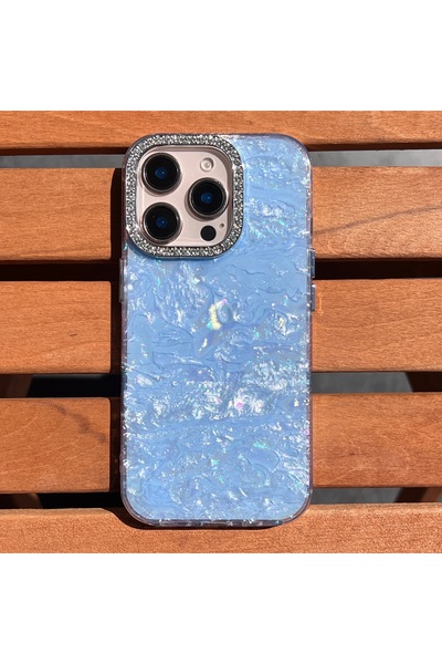 EDELFU iPhone 16 PRO uyumlu - Kamera Taşlı Degrade Hologram Kapak Simli Göste...