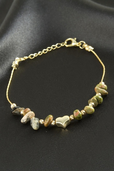 ZERO LAND Gldisptm Indian Agate Cracked Natural Stone Bracelet (13738) - Green