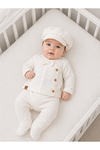 My Babies Label طقم إصدار المستشفى لوكس للأطفال الذكور بلون إكرو - 5 قطع