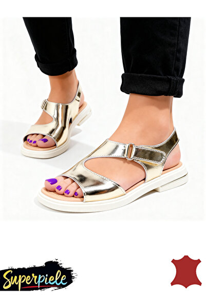 ANGEL BLUE Γυναικεία σανδάλια από γνήσιο δέρμα με χαμηλό τακούνι